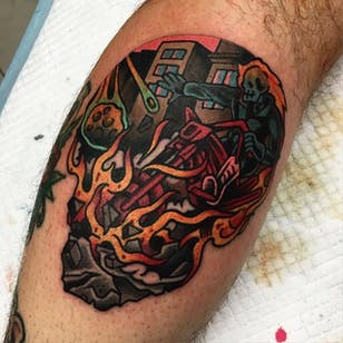 Tatuaje Ghost Rider de Sam Kane.  #SamKane #skull #popculture #traditional #ghostrider
