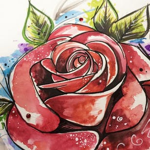 Diseño de tatuaje de rosa cerca de Angharad Chappell #AngharadChappell #rose # watercolor