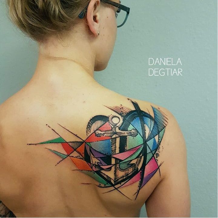 Anchor tattoo por Daniela Degtiar #DanielaDegtiar #graphic #sketchstyle #abstract # watercolor # anchor