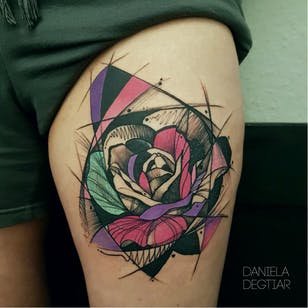 Rose tattoo by Daniela Degtiar #DanielaDegtiar #graphic #sketchstyle #abstract # watercolor # rose