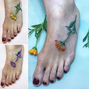 Tatuaje de flores por Rit Kit #RitKit #flor #planta #botánico #naturaleza
