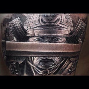 Tatuaje de Bushido en negro y gris realizado por Anastasia Forman.  #AnastasiaForman #realista #blackandgray #samurai #bushido #warrior