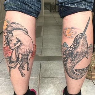 Tatuaje de narval de Hannah Brilliance.  # puntillismo # narval # unicornio