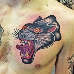 Tatuaje de pantera tradicional de Sergio Bertini