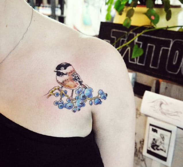 Tatuaje Chickadee por Mackenzie Evanjeline