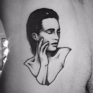 Tatuaje retrato de Matt Pettis #MattPettis #blckwrk #btattooing #dotshading #portrait #blackwork