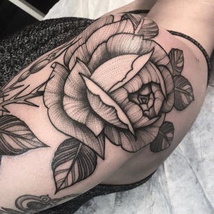 Rose Tattoo by Lawrence Edwards #rose #rosetattoo #dotworkrose #dotwork #dotworktattoo #dotworktattoos #blackwork #blackworktattoo #blackworktattoos #dot #dottattoos #LawrenceEdwards