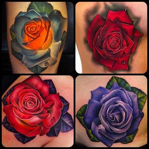 Tatuaje de rosas coloridas por Andrés Acosta @Acostattoo # AndrésAcosta #Acostattoo #Rose #Rosetattoo #Rosetattoos #Austin