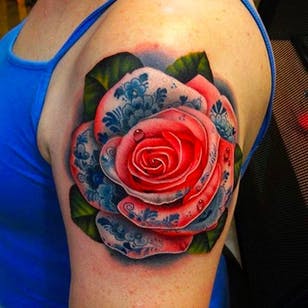 Tattooed Rose Tattoo by Andrés Acosta @Acostattoo # AndrésAcosta #Acostattoo #Rose #Rosetattoo #Rosetattoos #Austin