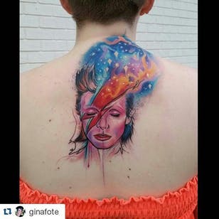 Tatuaje de acuarela de Ziggy Stardust #ZiggyStardust # DavidBowie # Owl # Neotraditional