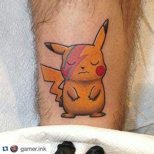 Pikachu Ziggy Stardust Tattoo #ZiggyStardust #DavidBowie #Pikachu #Pokemon