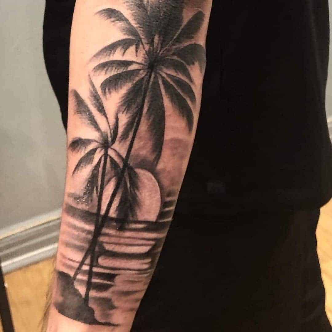 tatuaje de manga de palmera