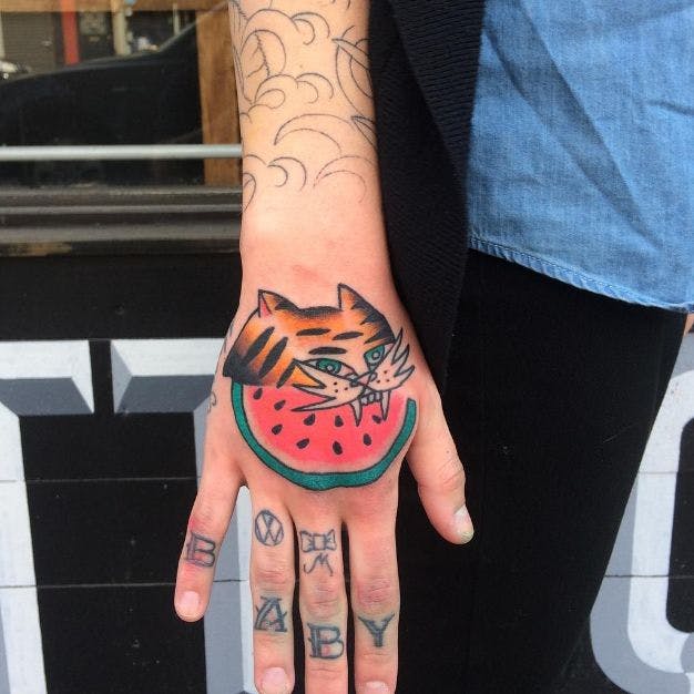 Melon tiger tattoo por Knarly Gav #GnarlyGav #tiger #melon #sketch (Foto: Instagram)