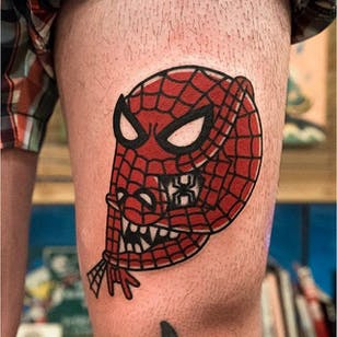 Tatuaje de ilusión de doble imagen de Spiderman.  #double picture #doble superficie #doble #woo #wootattooer #woohyunheo #surkorea #surkorean #spiderman