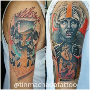 Más tatuajes gráficos de Tin Machado #TinMachado #graphic #shell #vampire