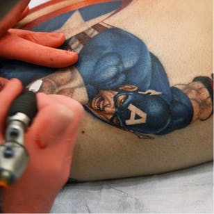Capitán América tatuaje realista, artista desconocido .. #captainamerica #superhero #marvel #comics #movies