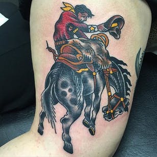 Rodeo Tattoo por Richie Clarke #rodeo #cowboy #horse #traditional #RichieClarke