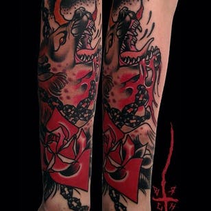 Beastly Sleeve Tattoo por Brando Chiesa @BrandoChiesa #BrandoChiesa #Italy #Neotraditional #Beast #animaltattoo #beast #sleeve