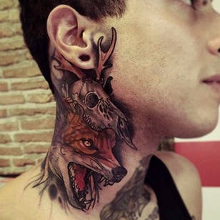 Furious Fox Tattoo por Brando Chiesa @BrandoChiesa #BrandoChiesa #Italia #Neotraditional #Beast #animaltattoo #Fox