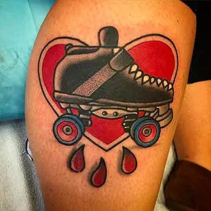Tattoo by Destroytroy #rollerskate #rollerblade #rollerskates #rollerblades #heart #traditional #Destroytroy