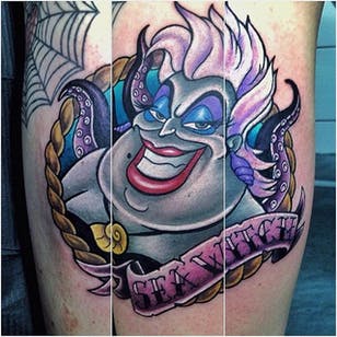 Tatuaje Ursula por Graham Lawrence #DisneyVillain #Disney #LittleMermaid #GrahamLawrence