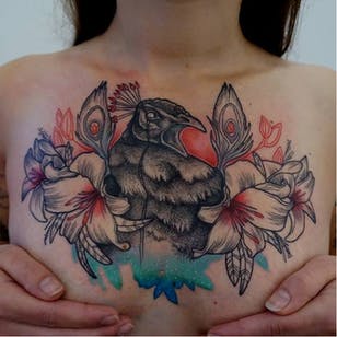Tatuaje de pavo real de la señorita Sucette # pavo real # pájaro #flowertattoo #MissSucette