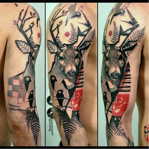 Tatuaje de ciervo #stagtattoo #KatarzynaKrutak #graphictattoo #graphic