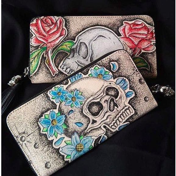 Carteras con diseño de calavera a través de Instagram @ prison.art #prisonart #fashion #tattoofashion #wallet #skull