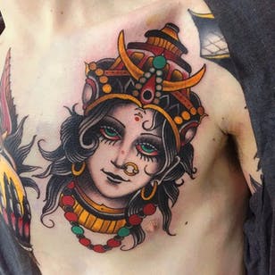 Tatuaje de mujer por Herb Auerbach #traditional #colortraditional #HerbAuerbach