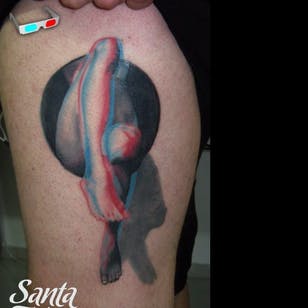 Leggy anaglifo tatuaje de Robson Santos #RobsonSantos #Anaglyph # 3D #legs