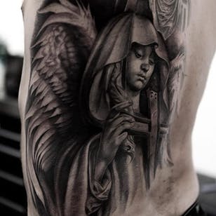 Tatuaje de ángel realista #NicoNegron #blackandgrey #angel #angeltattoo #realistic