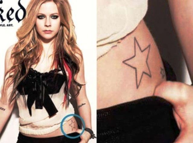 Avril Lavigne Hip Side Star Tattoo