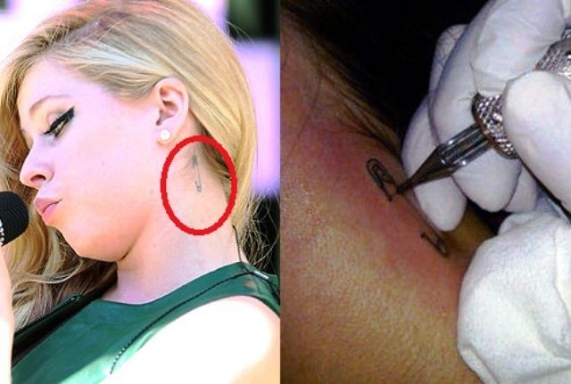 Tatuaje de Avril Lavigne en el cuello
