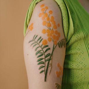 Oil Pastel Tattoo por Gong Greem #GongGreem #oilpastel #painterly #watercolor #color #floral #flower #nature #plant