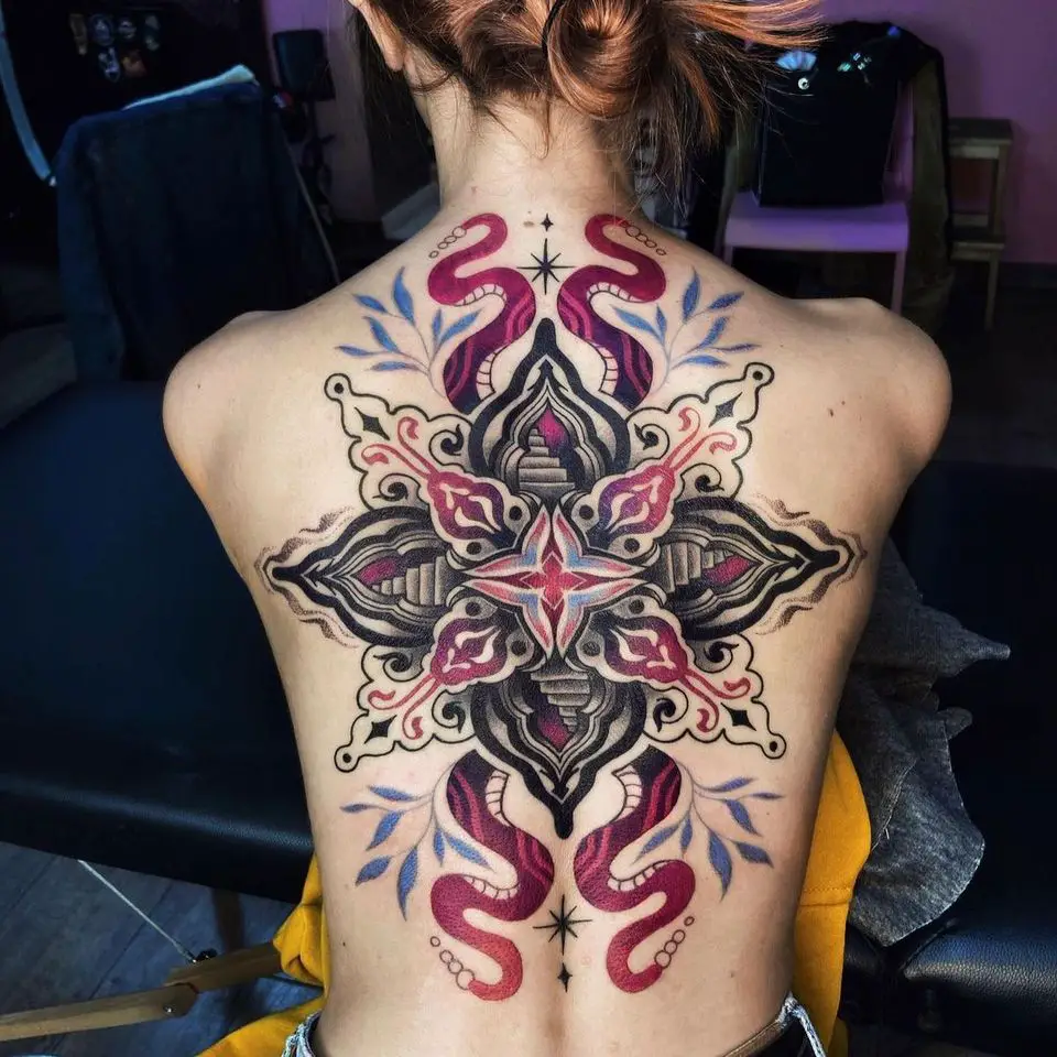 Ayahuasca Tattoo by Oliwia Daszkiewicz #OliqiaDaskiewicz #ayahuasca #psychedelic tattoo #psychedelic #surrealistic #trippy # strange #acid #lsd #fungus #snake #mandala #geometric
