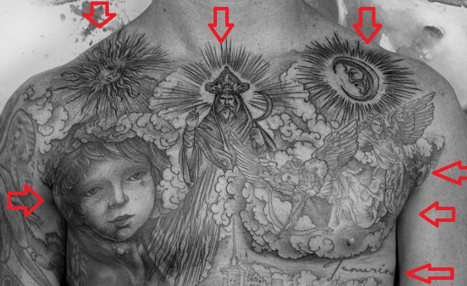 Tatuaje de Chippa Wilson, ángeles de la luna solar