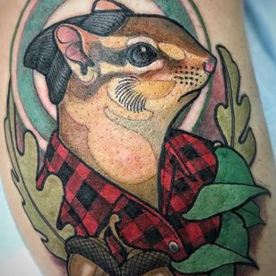 Tatuaje de leñador por David Glantz #DavidGlantz #lumberjacktattoo #lumberjack #nature #field #animal