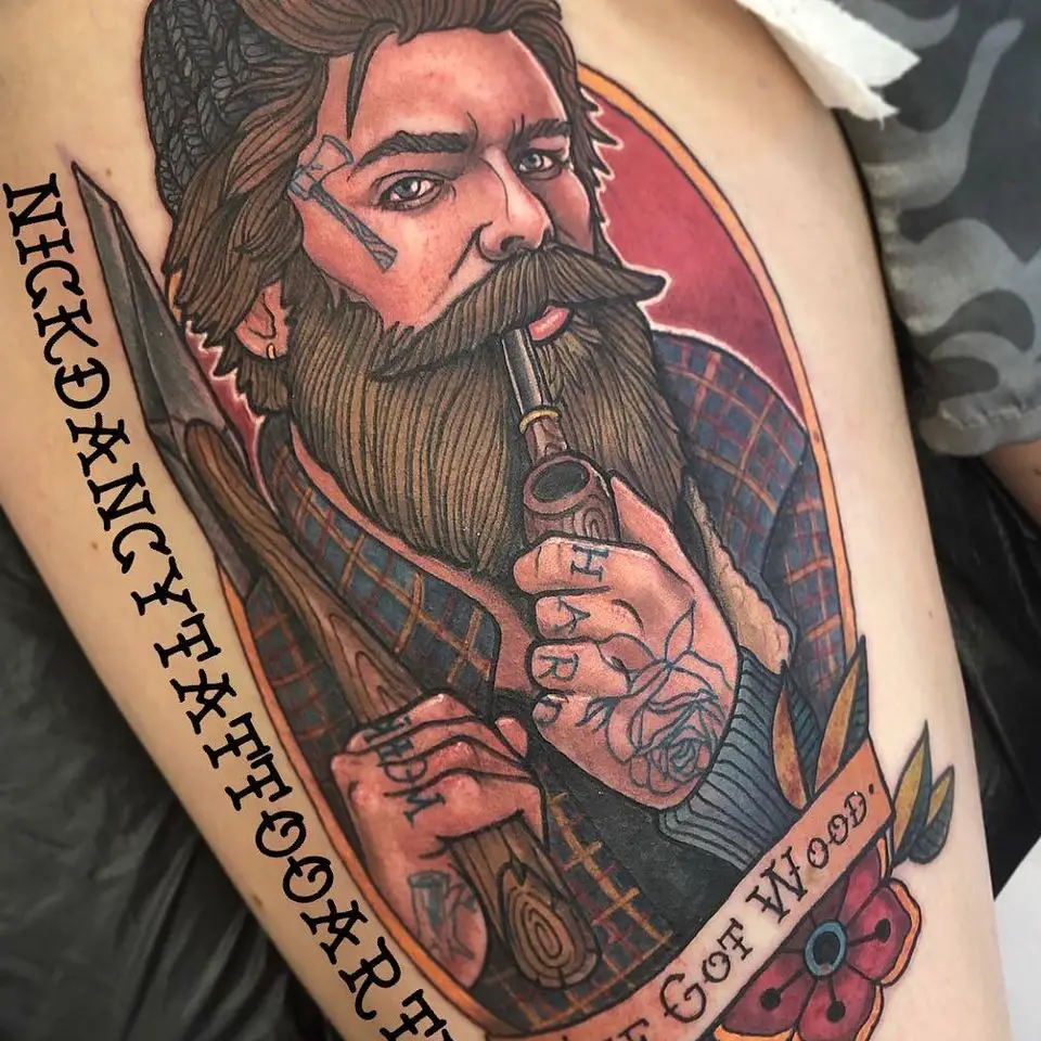Tatuaje de leñador por Nick Dancy