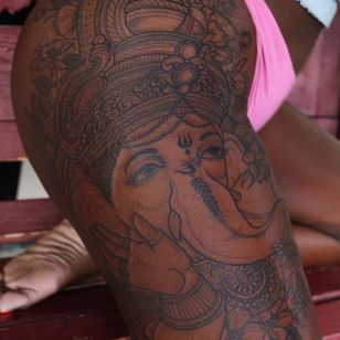Tatuaje de Ganesha por josephhaefstattooer #josephhaefstattooer #ganesha #illustrative #hindu #god #god #elephant #ornamental #trident #om