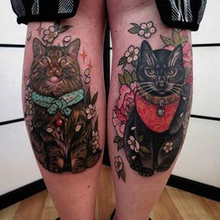 Tatuaje de Neko de Lewis Buckley.  #LewisBuckley #neko #cat #japanese #neotraditional