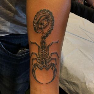 Tattoo by Dana James #DanaJames #illustrative #chicano #black grey #eye #scorpion #beads