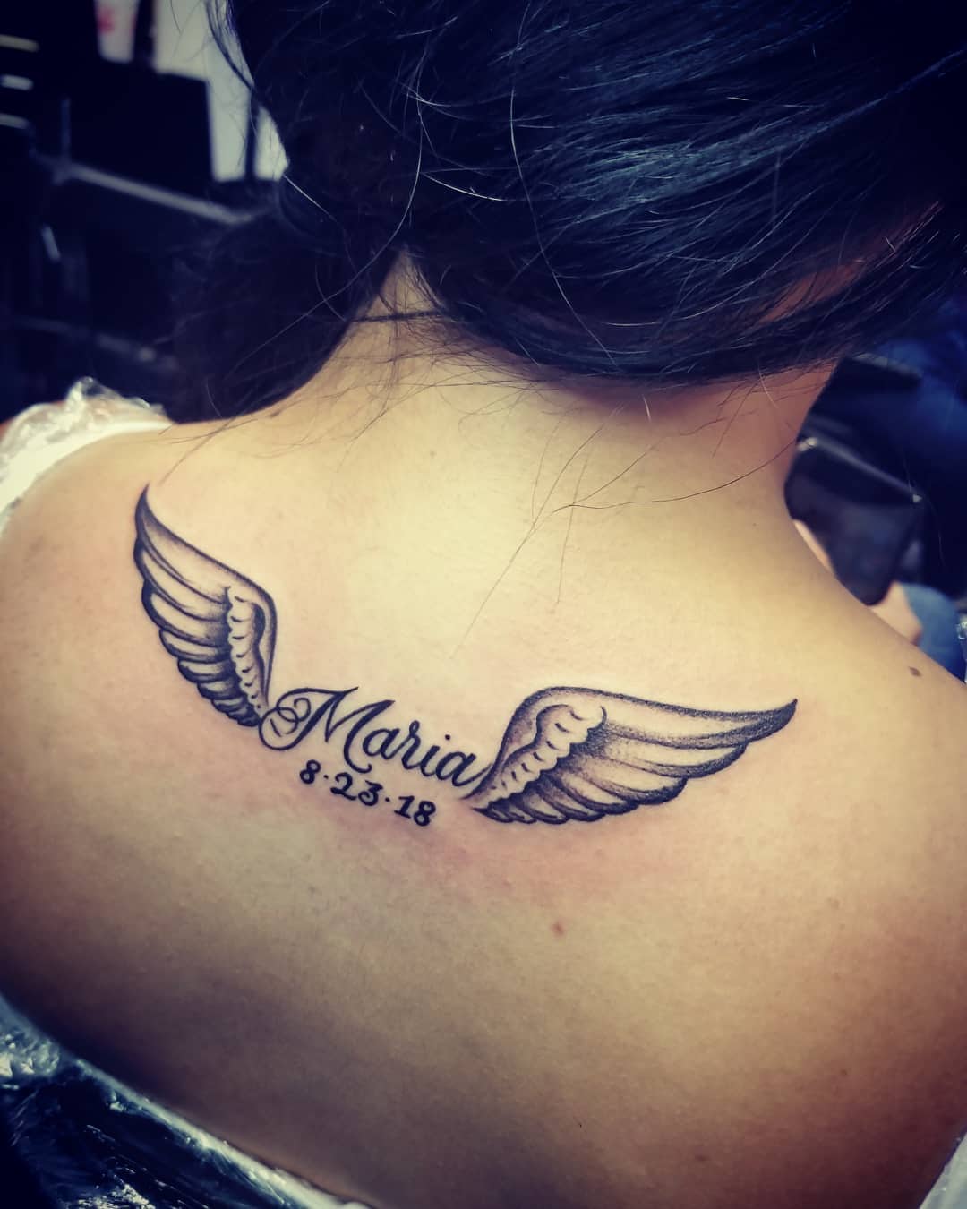 Homenaje Angel Wings Nombre Tatuaje