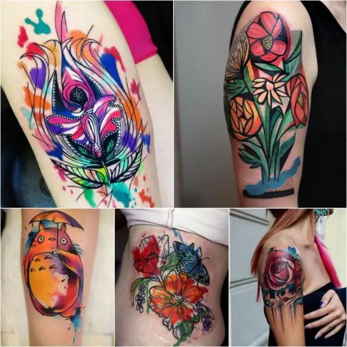 Tatuaje de acuarela para niñas - tatuajes de acuarela para mujeres - bocetos de tatuajes de acuarela