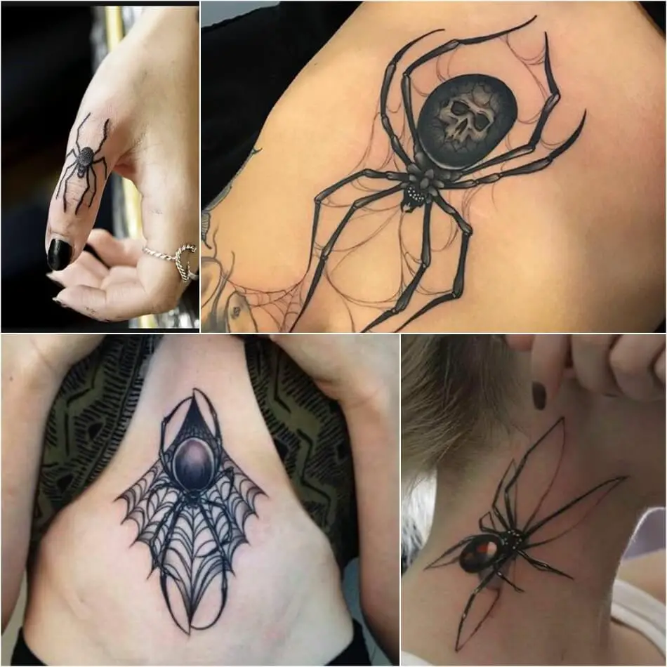 tatuaje de araña - tatuaje de araña femenina - tatuaje de araña para niñas - foto de tatuaje de araña 