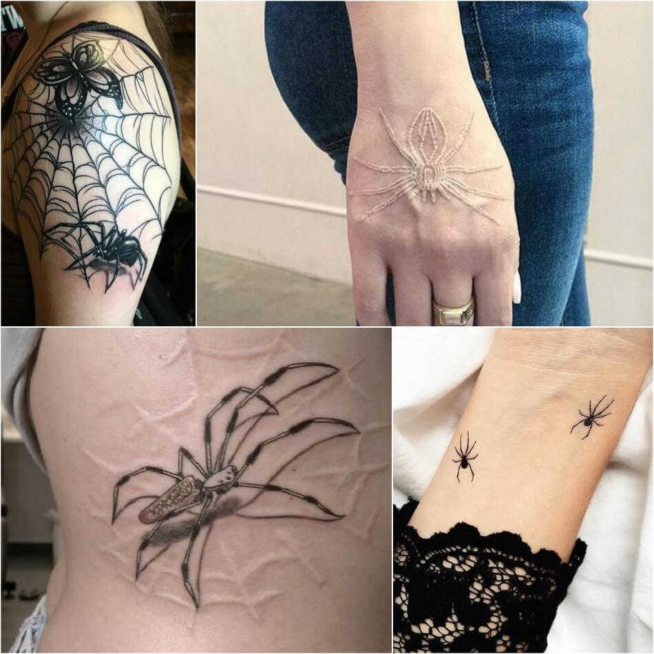 tatuaje de araña - tatuaje de araña femenina - tatuaje de araña para niñas - foto de tatuaje de araña 