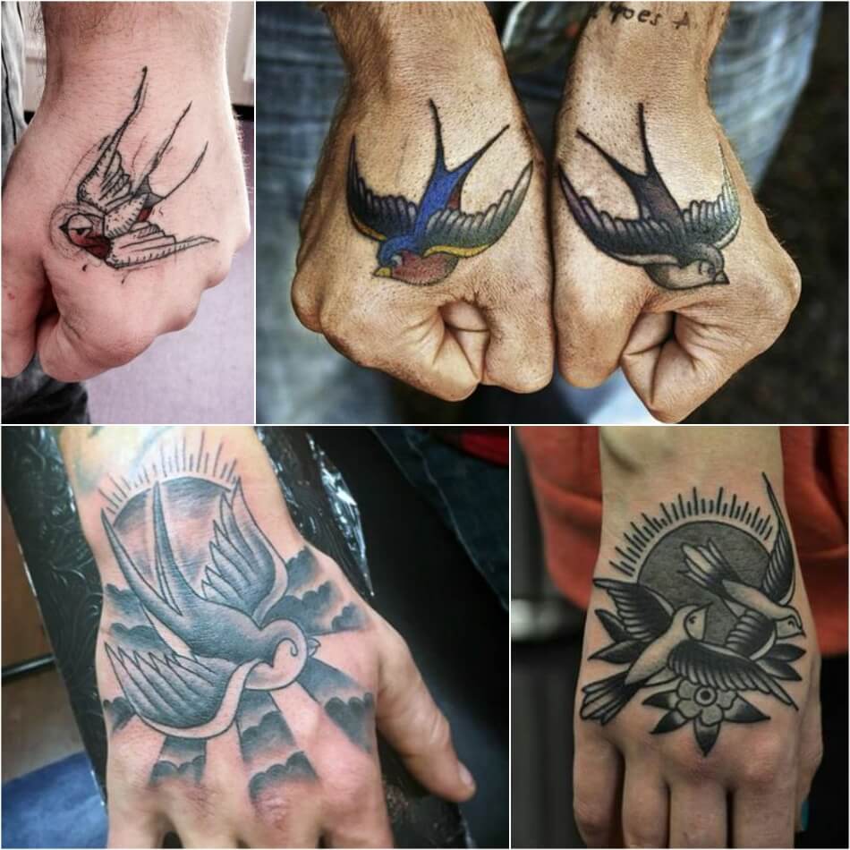 Tatuajes de golondrinas para hombres - Tatuaje de golondrina para hombres - Tatuaje de golondrina en la muñeca 