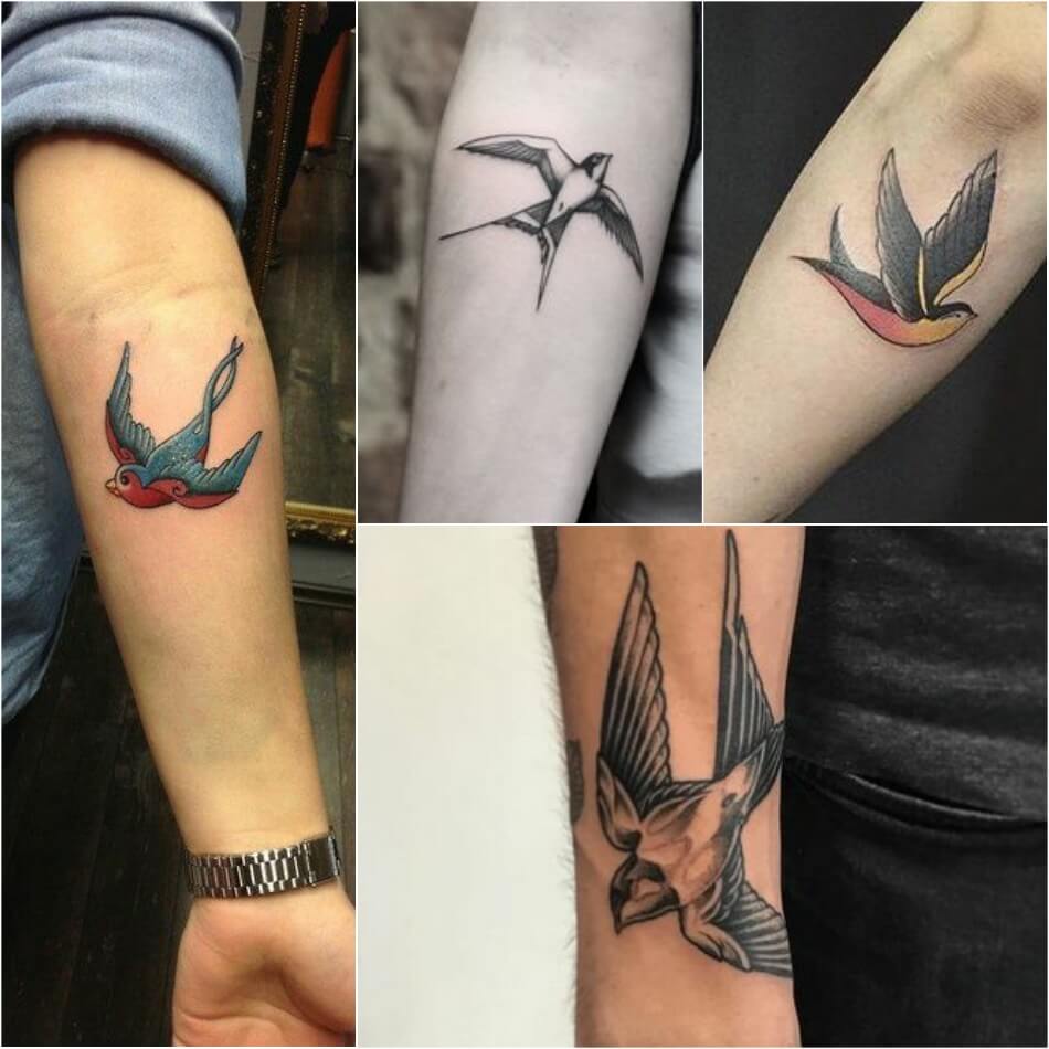 Tatuajes de golondrinas para hombres - Tatuajes de golondrinas para hombres - Tatuajes de golondrinas para antebrazo para hombres 