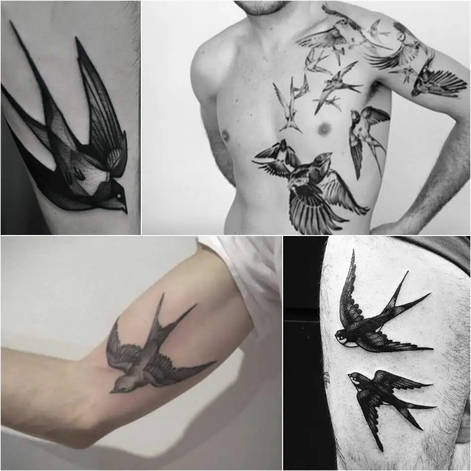 Tatuajes de golondrinas para hombres - Tatuajes de golondrinas para hombres - Bocetos de tatuajes de golondrinas para hombres