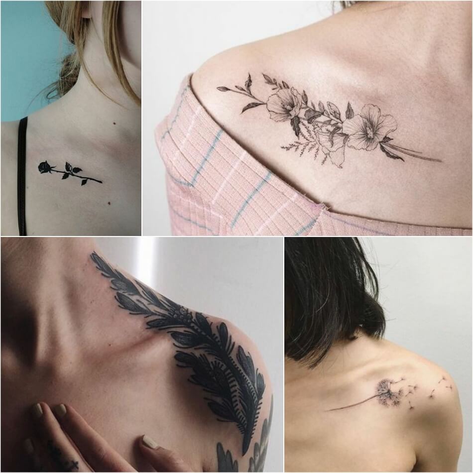 Tatuaje de clavícula - Tatuaje de clavícula femenina - Tatuaje de clavícula para niñas 