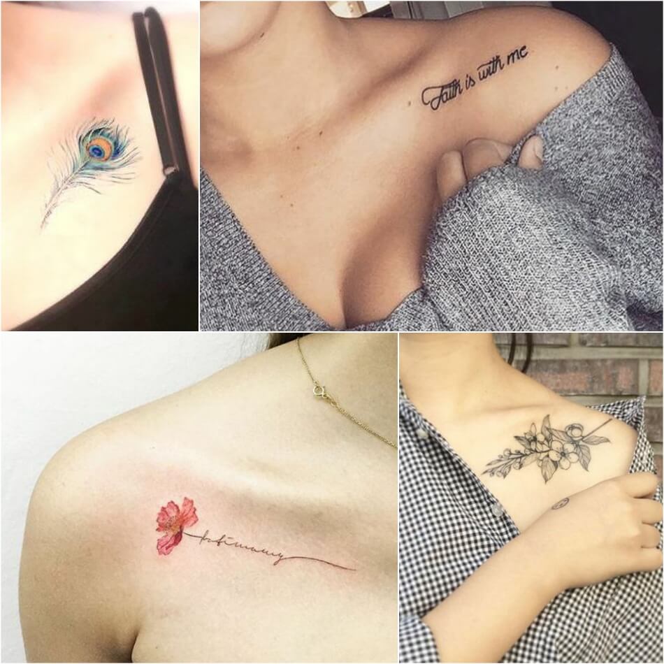 Tatuaje de clavícula - Tatuaje de clavícula femenina - Tatuaje de clavícula para niñas 